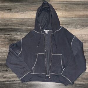 Charcoal Zip-Up Hoodie with Pockets